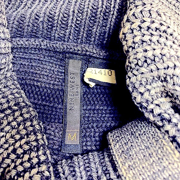 *Nine West* Black Gray Mineral Wash Chunky Turtleneck Cable Knit Sweater, Med. - Picture 9 of 16